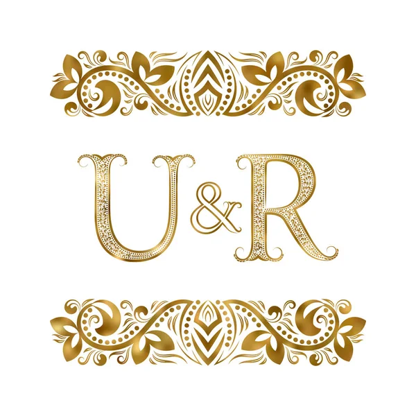 Vintage Initialen Logo Symbool Letters Zijn Omringd Door Decoratieve Elementen — Stockvector