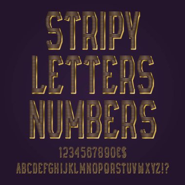 Çizgili altın harfler, sayılar, dolar ve euro para birimi işaretler, ünlem işareti ve soru işaretleri.