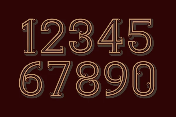 Vector Vintage Numbers Retro Style — Stock Vector