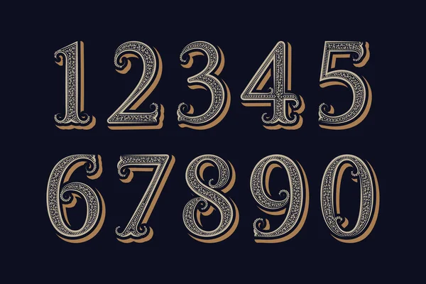 Numéros Vintage Royal Dans Style Classique Victorien — Image vectorielle