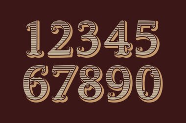 Eski İngiliz tarzında Vintage numaraları çizgili.