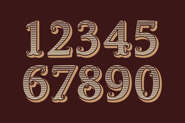 Eski İngiliz tarzında Vintage numaraları çizgili.