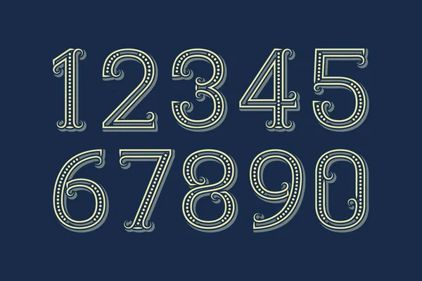 Fancy Vector Numbers Patterned Retro Style — Stock Vector