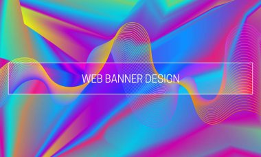 Vektör canlı gradyan arka planı renkli Guillochlu dalga ile. Web afiş zemin oluşturma şablonu.