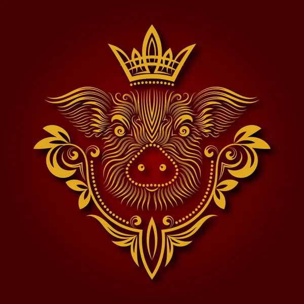 Porc Jaune Est Symbole Chinois Nouvel 2019 Muselière Porc Motifs — Image vectorielle