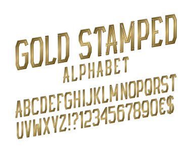 Altın alfabe witn numaraları, dolar ve euro para birimi işaretler, ünlem işareti ve soru işaretleri damgalı.