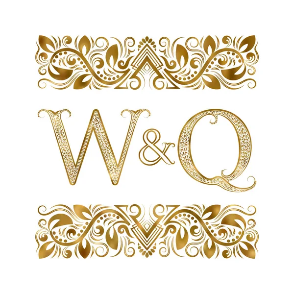 Vintage Initials Logo Symbol Letters Surrounded Ornamental Elements Wedding Business — Stock Vector