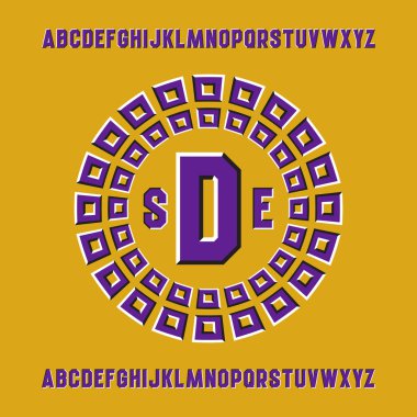 Optik illüzyon monogram şablonunda hareketli kare yuvarlak. İzole logo tasarım öğeleri ve sürgülü harf alfabe.