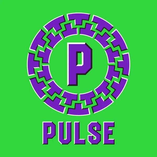 Optical Illusion Pulse Logo Moving Frame — Stock Vector