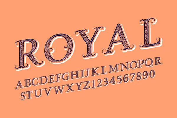 Letras Números Reales Estilo Vintage Inglés Antiguo Alfabeto Inglés Aislado — Vector de stock