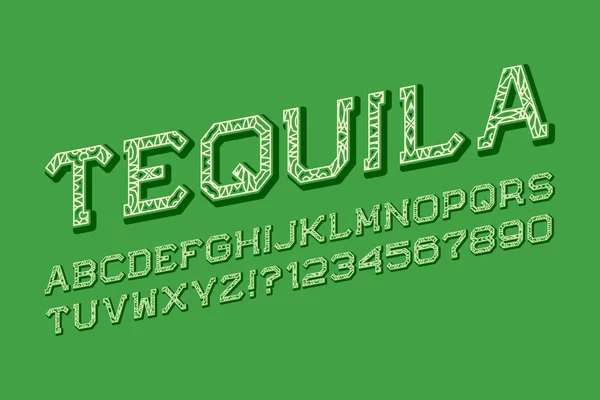 Huruf Tequila Dan Angka Dalam Gaya Karnaval Alfabet Inggris Terisolasi - Stok Vektor
