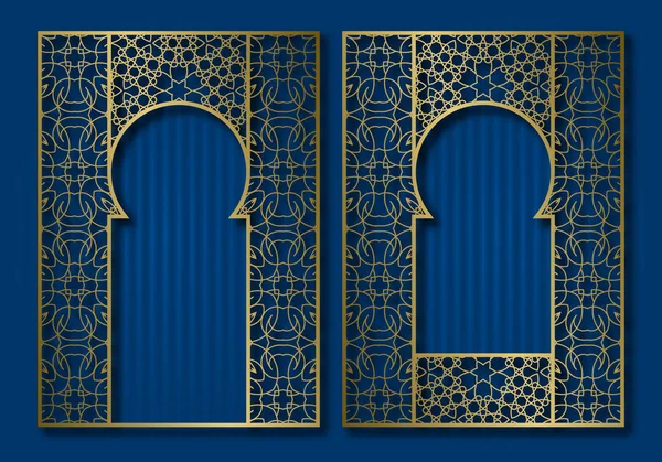 Vintage Rahmen Form Orientalischer Tür Und Fenster Broschüre Buch Oder — Stockvektor
