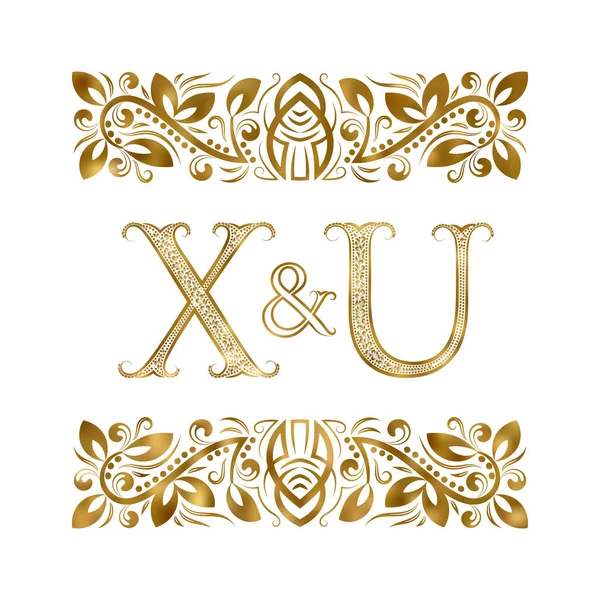 Iniciais Logotipo Vintage Letras Cercadas Por Elementos Ornamentais Monograma Casamento — Vetor de Stock