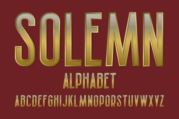 Alphabet Solennel Fonte Dorée Alphabet Anglais Isolé — Image vectorielle