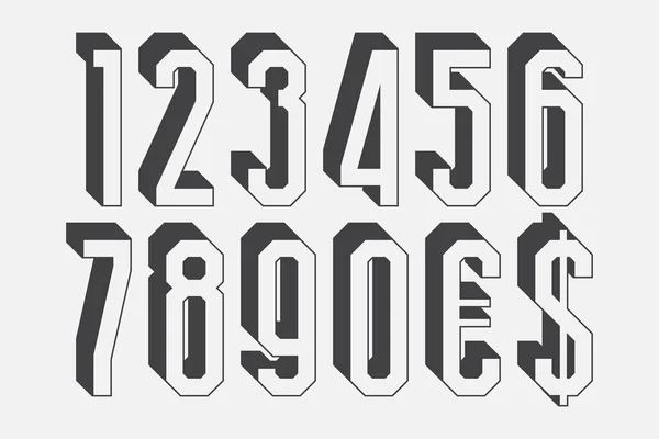 Numéros Monochromes Volumétriques Avec Symboles Dollar Euro — Image vectorielle