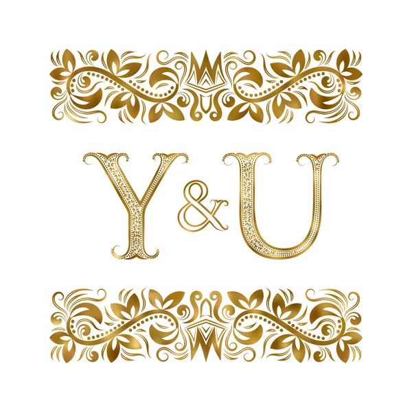 Iniciais Logotipo Vintage Letras Cercadas Por Elementos Ornamentais Monograma Casamento — Vetor de Stock