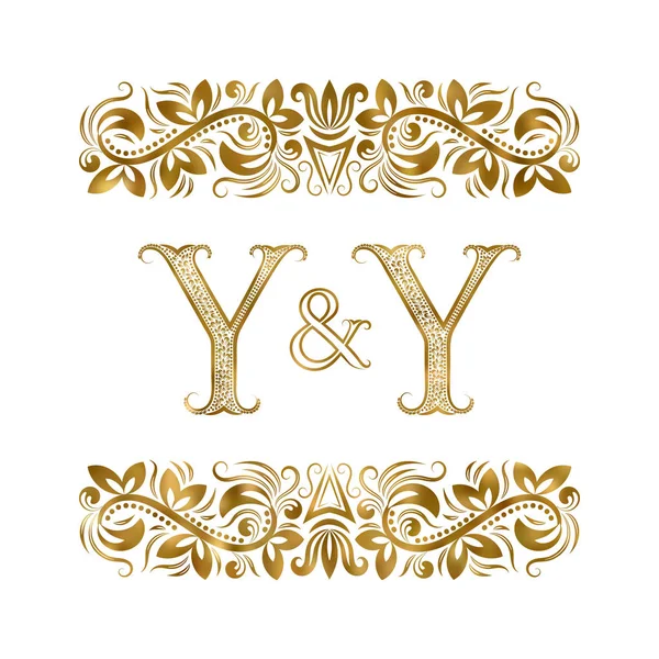 Iniciales Logotipo Vintage Las Letras Rodeadas Elementos Ornamentales Boda Socios — Archivo Imágenes Vectoriales