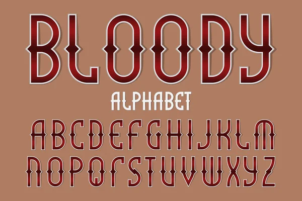 Blutrotes Alphabet Stilisierte Schrift Isoliertes Englisches Alphabet — Stockvektor