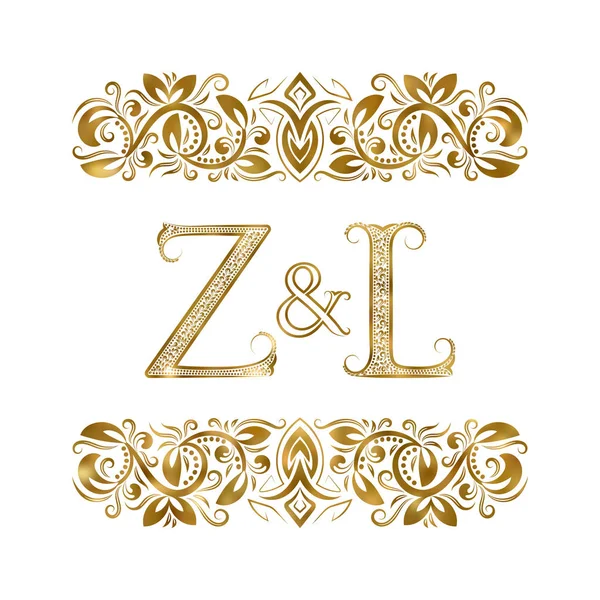 Sigle Logo Vintage Lettere Circondate Elementi Ornamentali Monogramma Nozze Partner — Vettoriale Stock