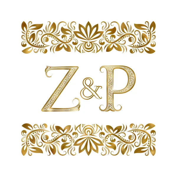 Sigle Logo Vintage Lettere Circondate Elementi Ornamentali Monogramma Nozze Partner — Vettoriale Stock