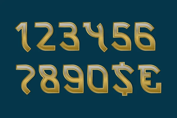 游戏程式化的黄金数字与美元和欧元的货币符号 — 图库矢量图片