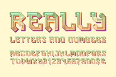 Gerçekten harfleri ve sayıları para birimi simgeleri ile. Oyun stilize yazı tipi.