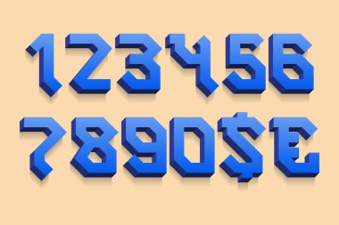 Dolar ve euro para birimi işaretleri özel 3d numaraları.