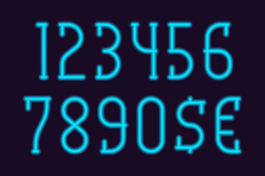 Dolar ve euro para birimi işaretiyle mavi parlaklık numaraları.