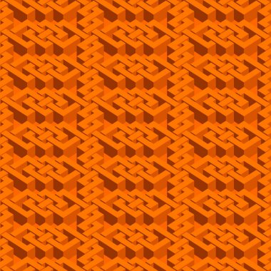 İzometrik, pürüzsüz desen. Soyut illüzyon sonsuz süs dokusu. Web ya da yazıcı tasarımı için üç boyutlu arkaplan. Örnekleme eklendi.