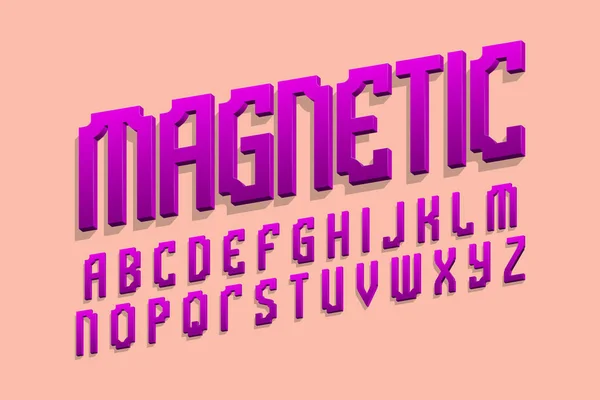 Alfabeto Magnético Púrpura Gradiente Letras Fonte Alfabeto Inglês Isolado — Vetor de Stock