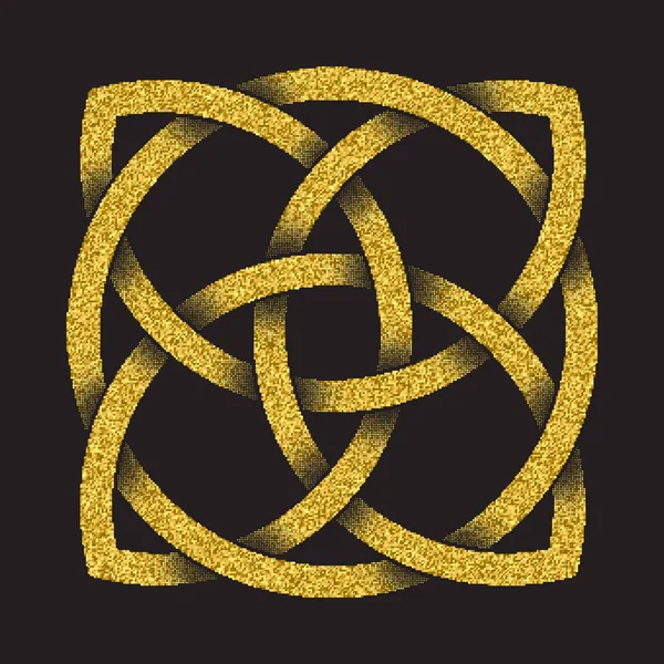 Simbolo Logo Scintillante Dorato Stile Celtico Sfondo Nero Simbolo Tribale — Vettoriale Stock