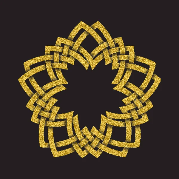 Złote Błyszczące Symbol Logo Celtic Stylu Czarnym Tle Plemienny Symbol — Wektor stockowy