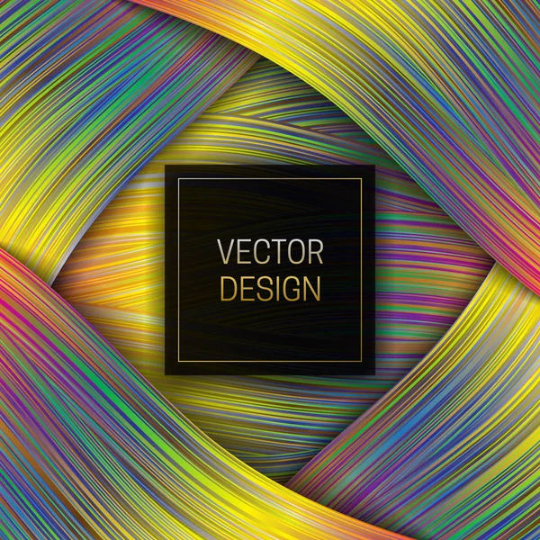 Fondo Cinta Holográfica Con Marco Cuadrado Negro Dorado Para Texto — Vector de stock