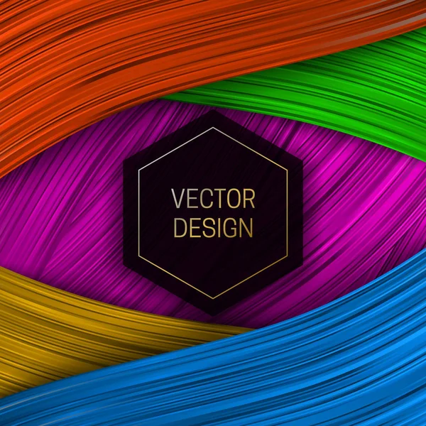 Fondo Cinta Colorido Con Marco Hexagonal Negro Dorado Para Texto — Vector de stock