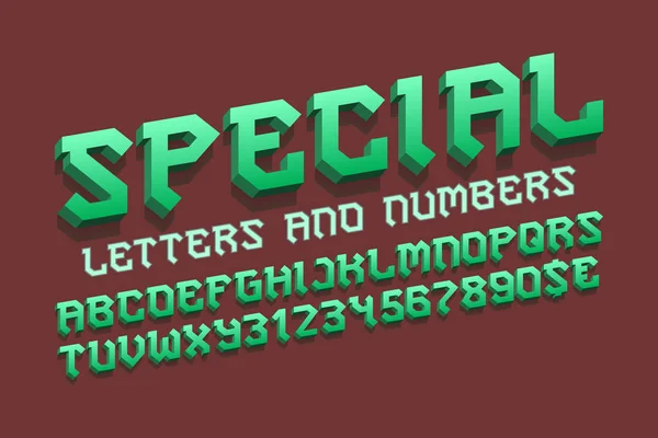 Alphabet Spécial Avec Numéros Signes Devise Fonte Verte Alphabet Anglais — Image vectorielle