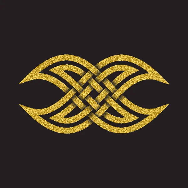 Złote Błyszczące Symbol Logo Celtic Stylu Czarnym Tle Plemienny Symbol — Wektor stockowy