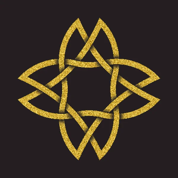 Złote Błyszczące Symbol Logo Celtic Stylu Czarnym Tle Plemienny Symbol — Wektor stockowy