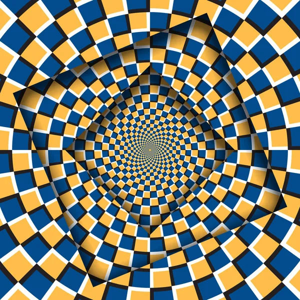 Abstract Turned Frames Rotating Orange Blue Checkered Pattern Optical Illusion — Free Stock Photo