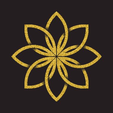 Altın ışıltılı logo sembol siyah arka plan üzerine Celtic tarzı. Kabile sembol sekiz yaprakları çiçek formunda. Altın takı tasarımı kaşe.
