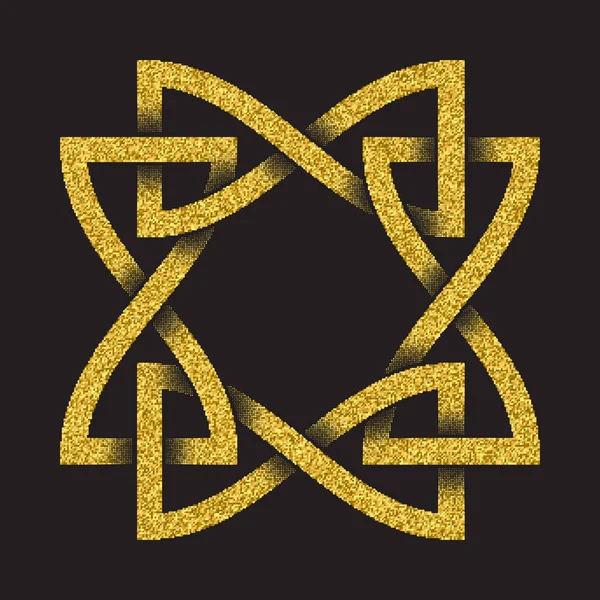 Quadro Logotipo Brilhante Dourado Estilo Celta Fundo Preto Símbolo Tribal — Vetor de Stock