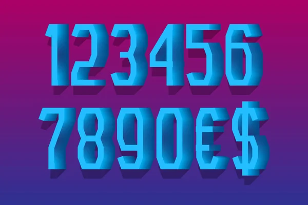 Blue Ice Στυλ Αριθμούς Σημάδια Νόμισμα Του Δολαρίου Και Του — Διανυσματικό Αρχείο