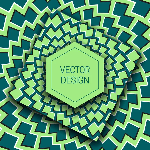 Illusion Optique Déplaçant Fond Nuances Vertes Avec Cadre Hexagonal Pour — Image vectorielle