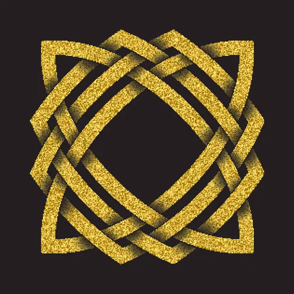 Symbole Logo Doré Scintillant Dans Style Celtique Sur Fond Noir — Image vectorielle