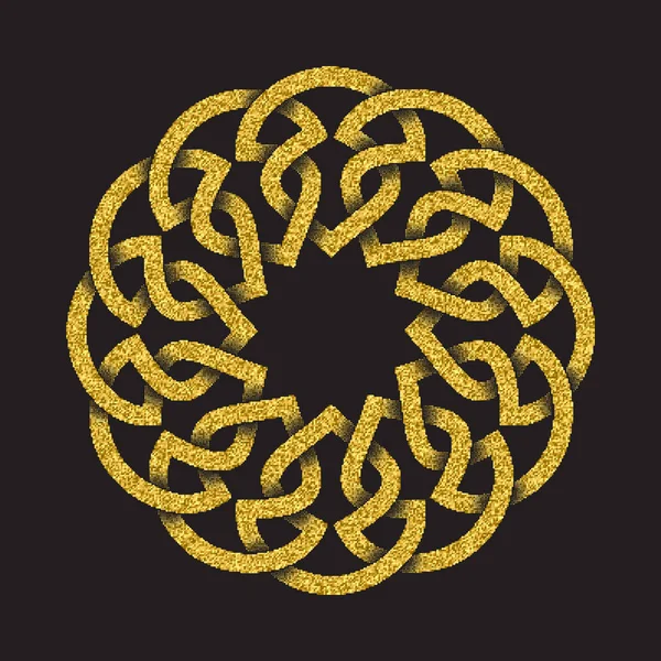 Gyllene Glittrande Logo Symbol Keltisk Stil Svart Bakgrund Tribal Symbol — Stock vektor