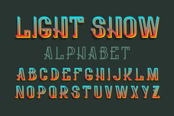 Lichtshow Alphabet Schillernde Festschrift Isoliertes Englisches Alphabet — Stockvektor