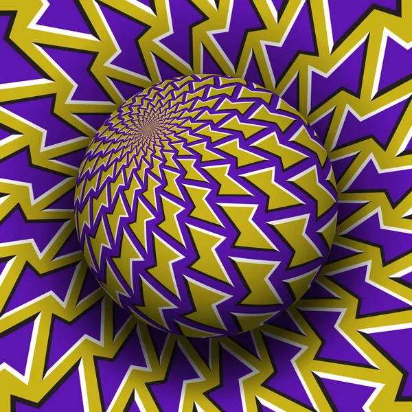 Optische Illusie Vectorillustratie Geel Paars Patroon Bol Stijgende Boven Hetzelfde — Stockvector