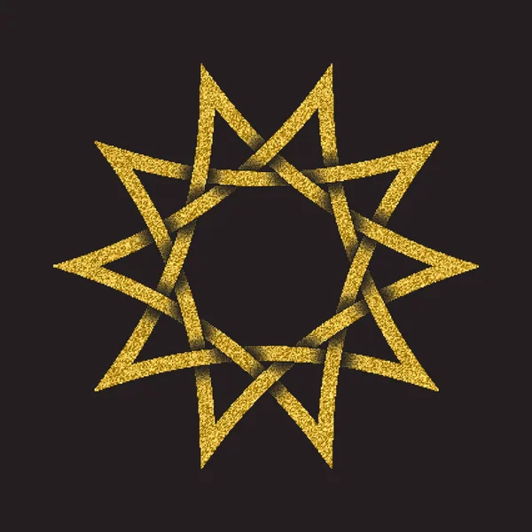 黒い背景にケルト様式の黄金のきらびやかなロゴのシンボル 部族のシンボルは 星の形を指摘しました ジュエリー デザインのゴールドのスタンプ — ストックベクタ