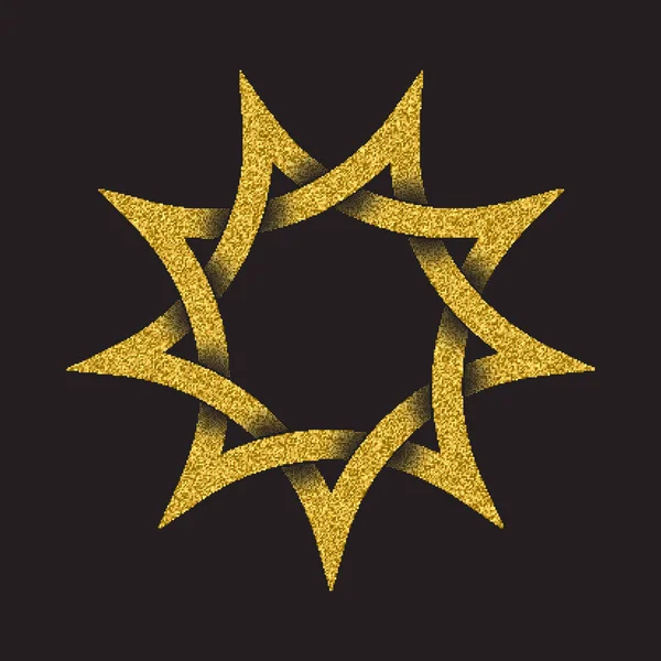 Símbolo Logotipo Dorado Brillante Estilo Celta Sobre Fondo Negro Símbolo — Vector de stock