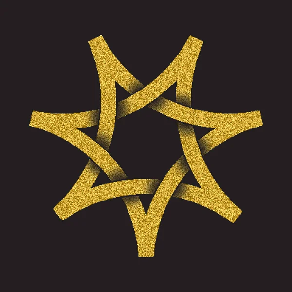 Logo Doré Scintillant Style Celtique Sur Fond Noir Symbole Tribal — Image vectorielle