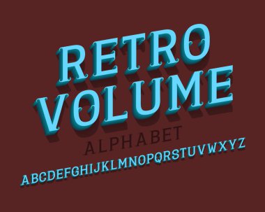 Retro ses izole İngilizce alfabe. Vintage 3d harfler yazı tipi.